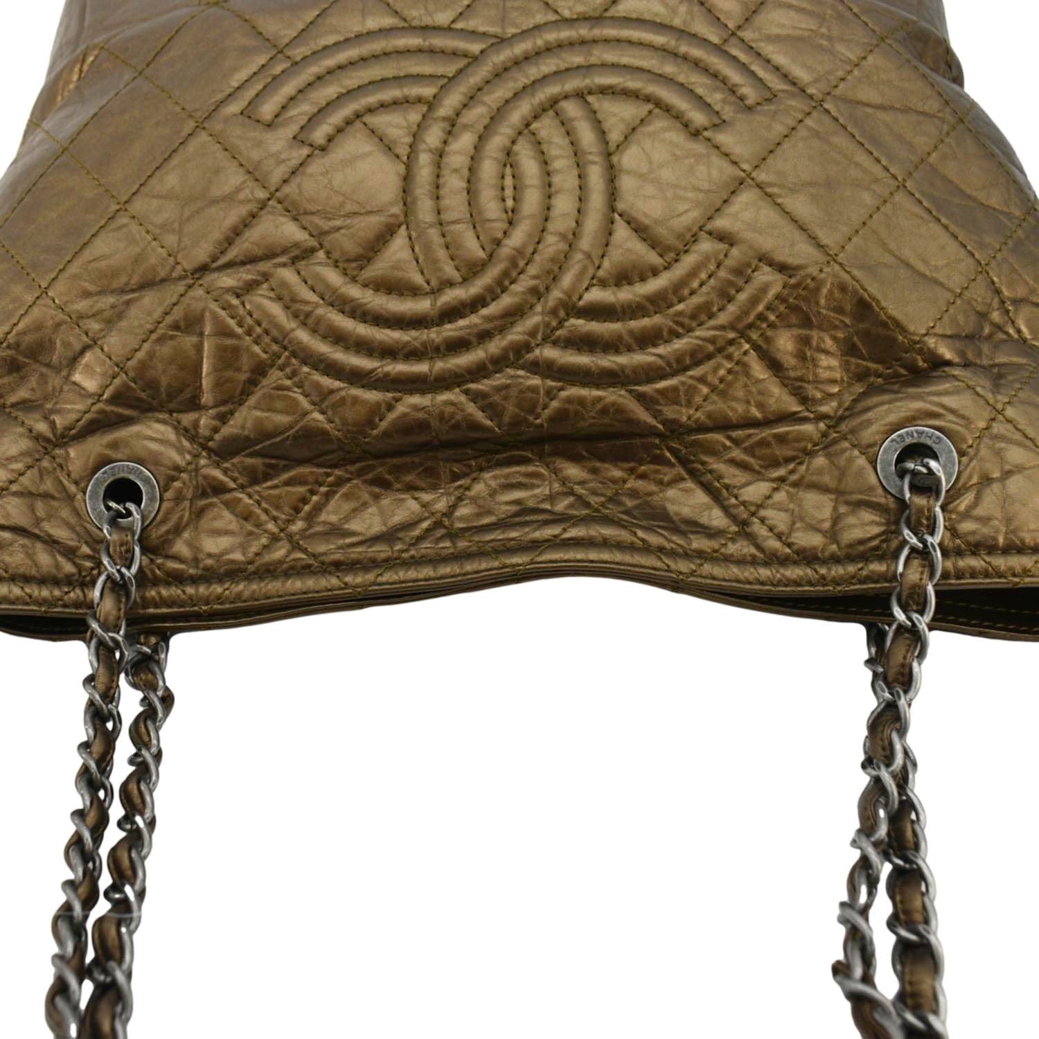 CHANEL Shopping in Moscow Quilted Calfskin Leather Tote Bag Bronze