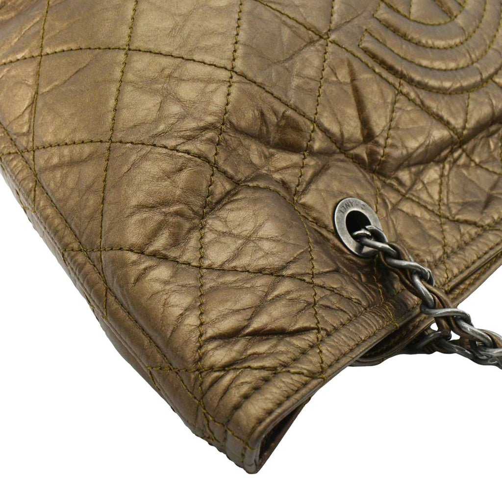 CHANEL Shopping in Moscow Quilted Calfskin Leather Tote Bag Bronze