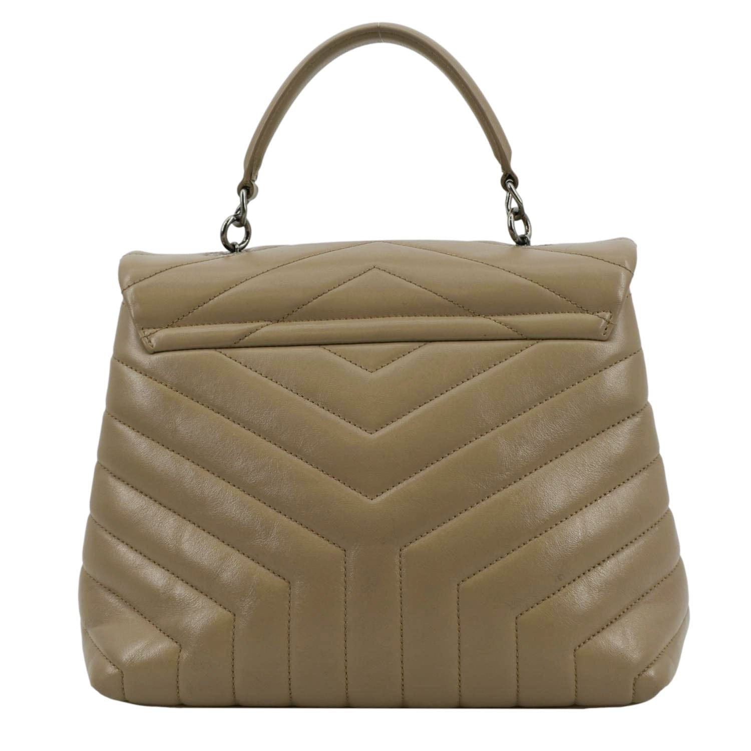 YVES SAINT LAURENT Loulou Top Handle Quilted Leather Shoulder Bag Beige