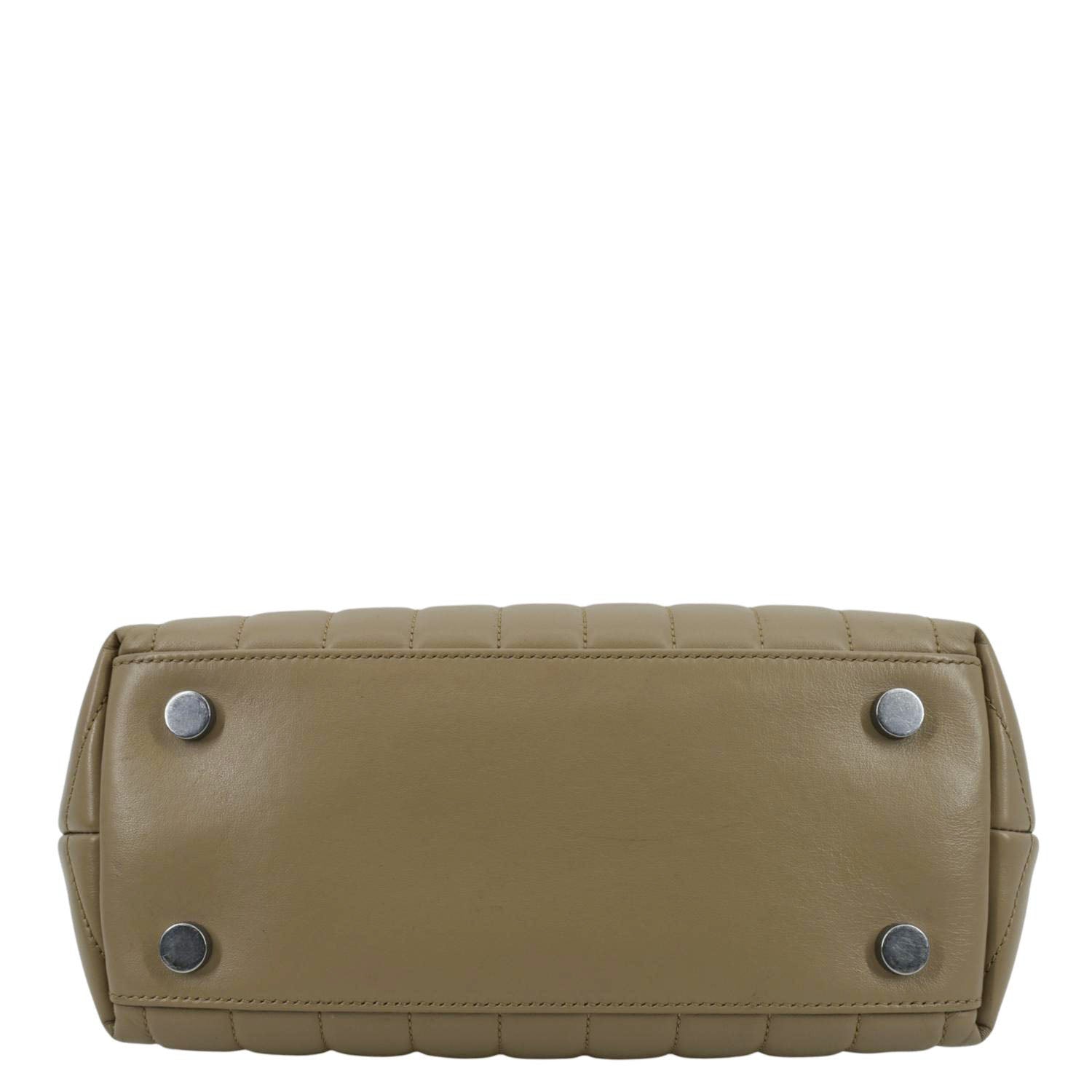 YVES SAINT LAURENT Loulou Top Handle Quilted Leather Shoulder Bag Beige