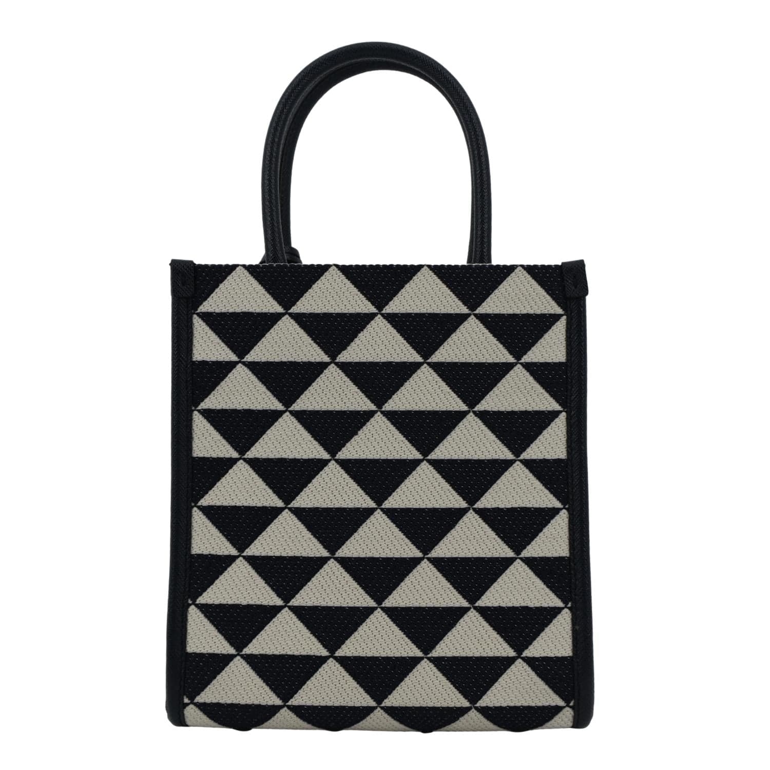 PRADA Triangolo Mini Jacquard Symbole Tote Crossbody Bag Navy Blue