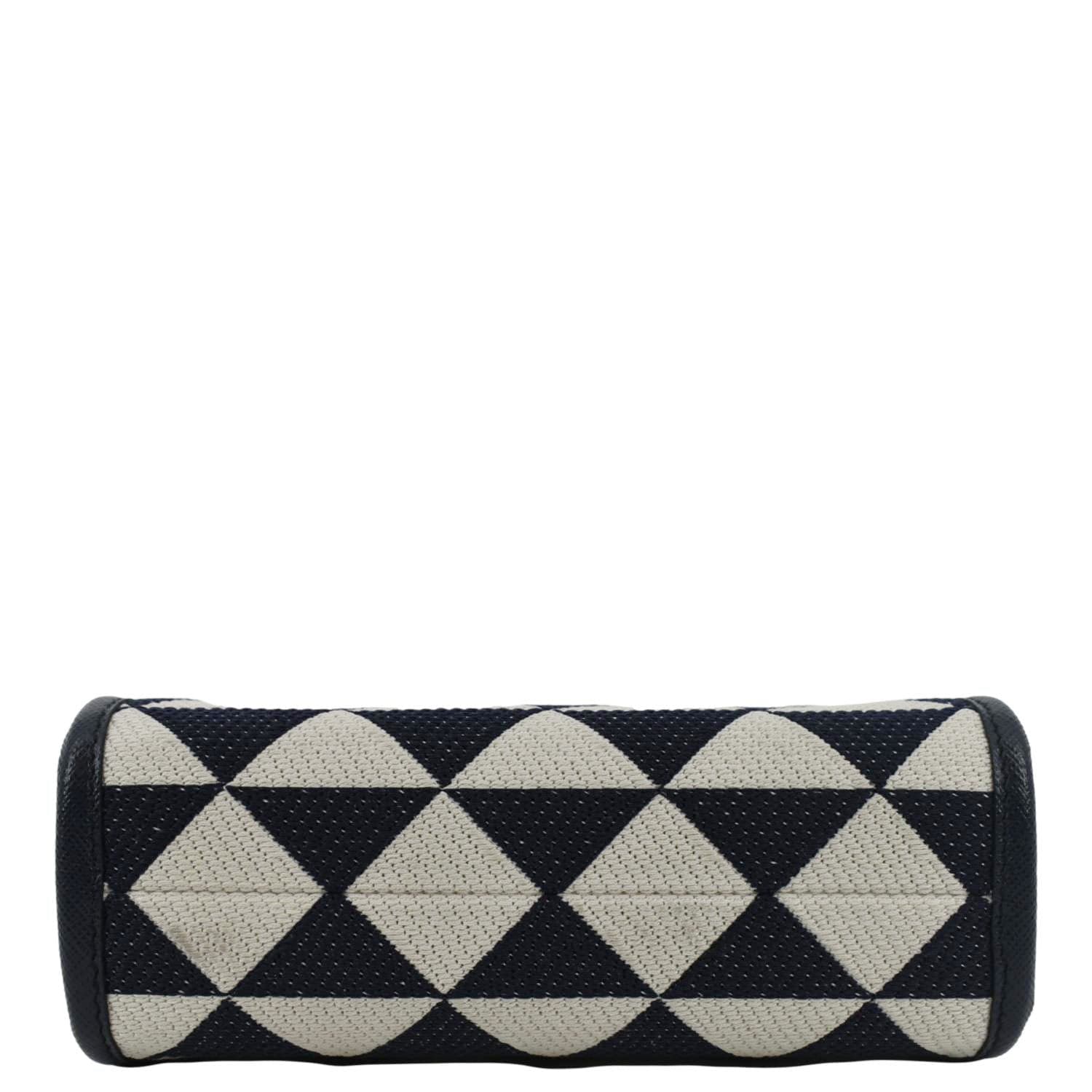 PRADA Triangolo Mini Jacquard Symbole Tote Crossbody Bag Navy Blue