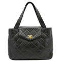 CHANEL Classic Flap Vintage Quilted Leather Tote Bag Black