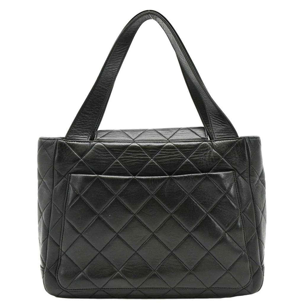 CHANEL Classic Flap Vintage Quilted Leather Tote Bag Black