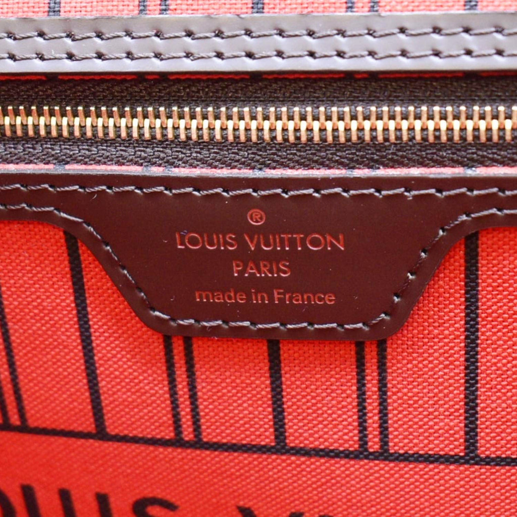 LOUIS VUITTON Neverfull MM Damier Ebene Tote Bag Brown