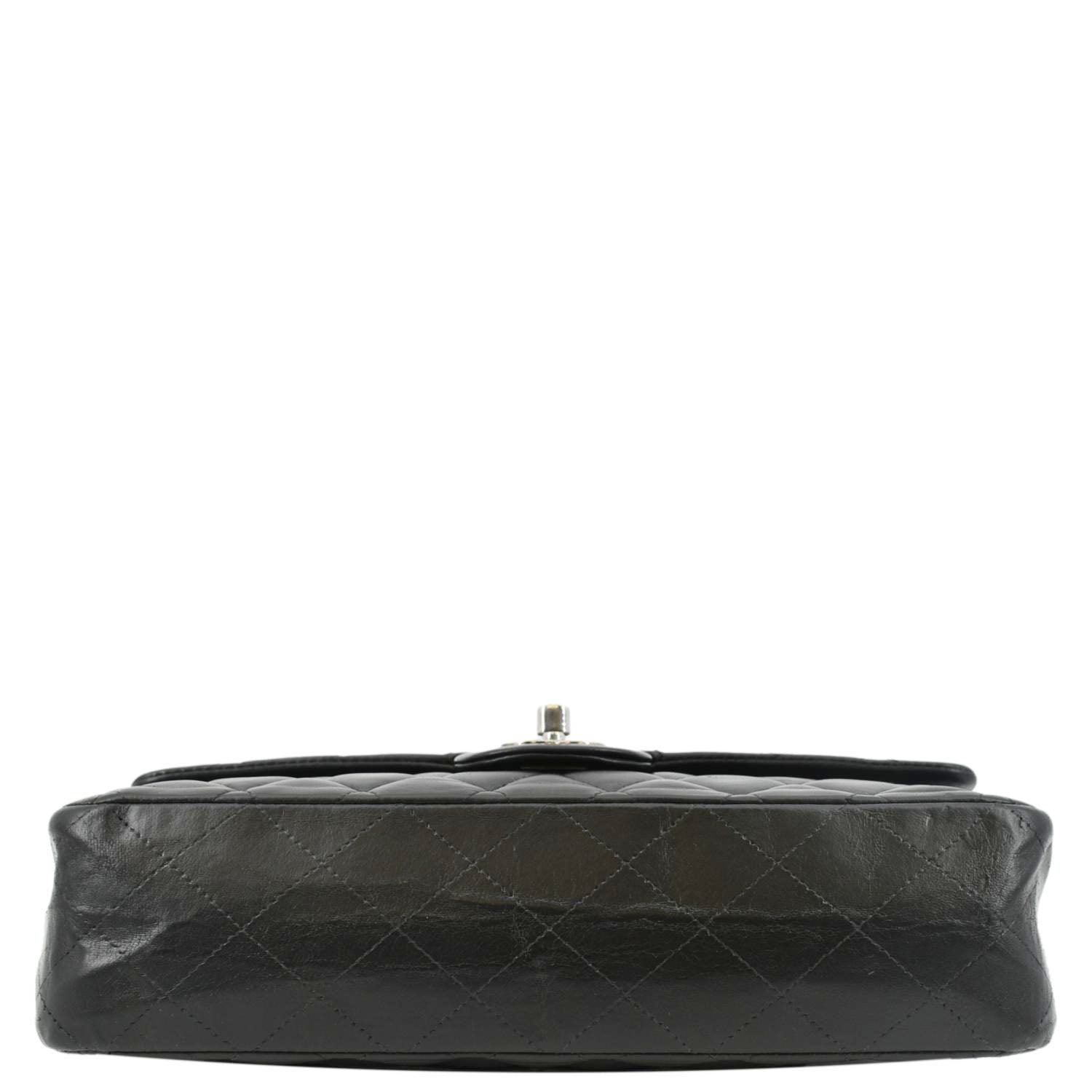 CHANEL Classic Medium Double Flap Leather Shoulder Bag Black