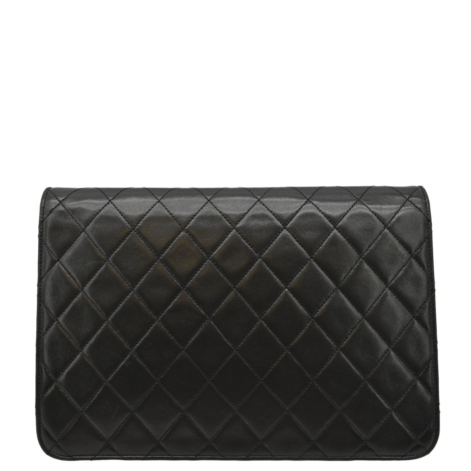 CHANEL Half Flap Medium Quilted Leather Shoulder Bag Black