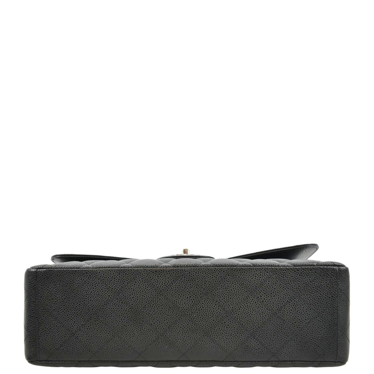 CHANEL Classic Maxi Single Flap Quilted Caviar Leather Shoulder Bag Black