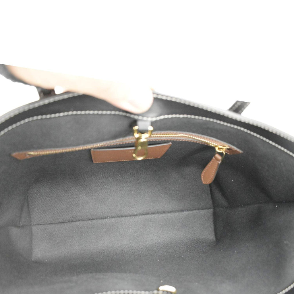 BURBERRY Check E-Canvas Tote Bag Brown