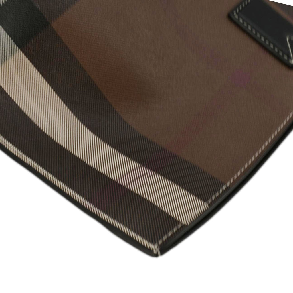BURBERRY Check E-Canvas Tote Bag Brown