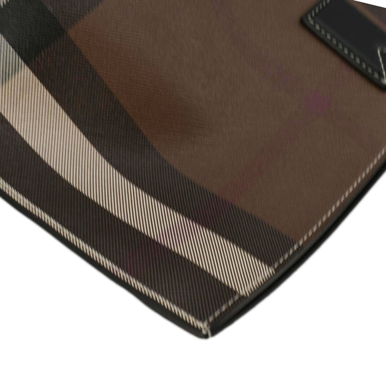 BURBERRY Check E-Canvas Tote Bag Brown