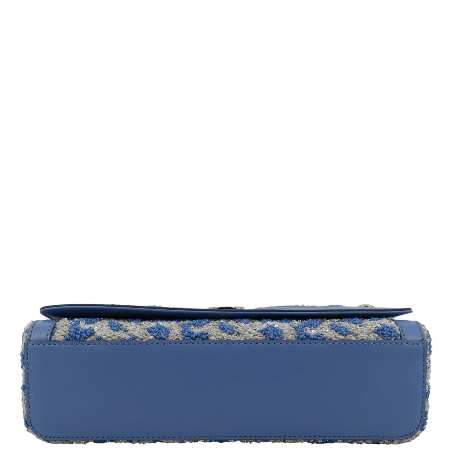 BURBERRY Note TB Small Sequins Yarn Shoulder Bag Blue