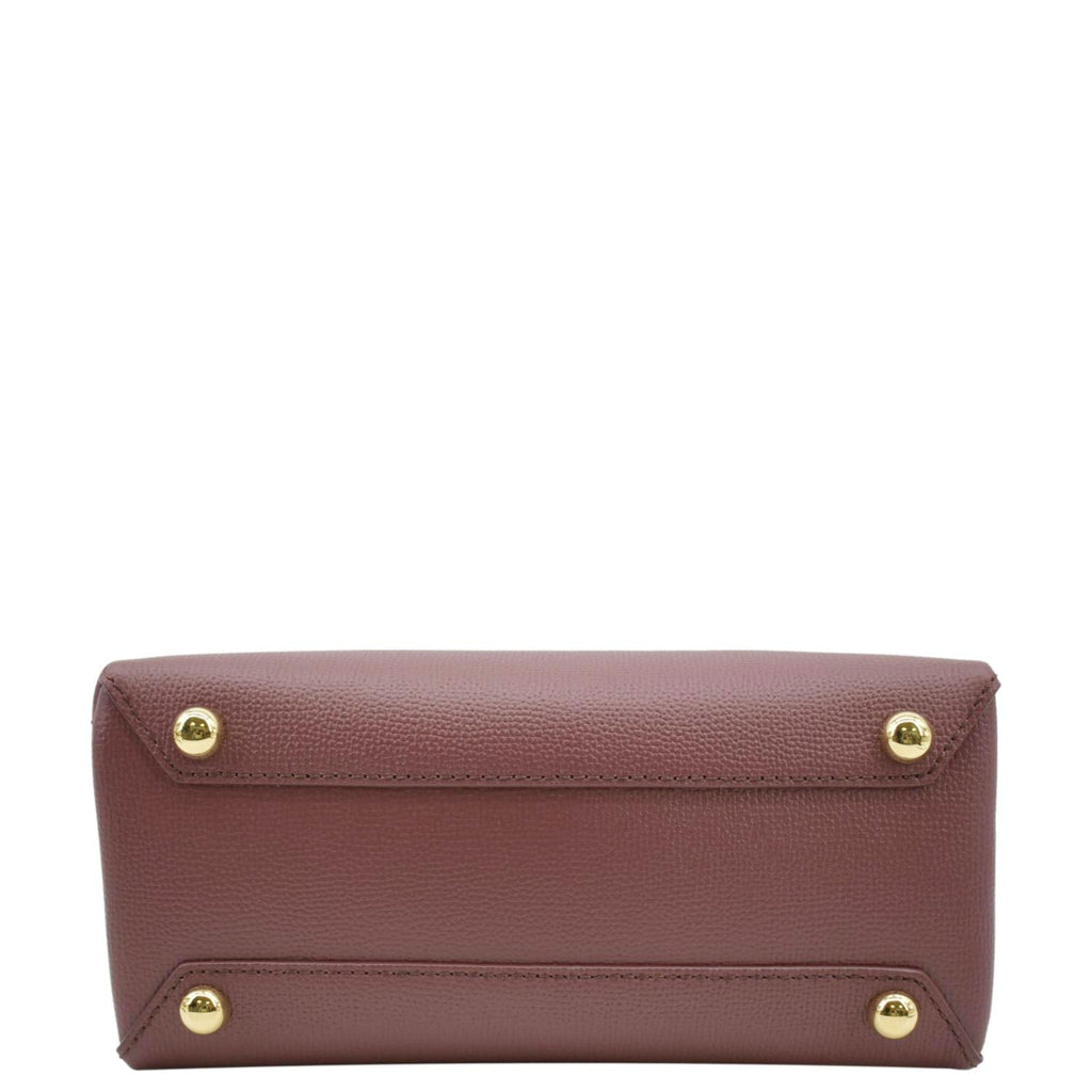 BURBERRY Banner Small House Check Leather Tote Shoulder Bag Maroon