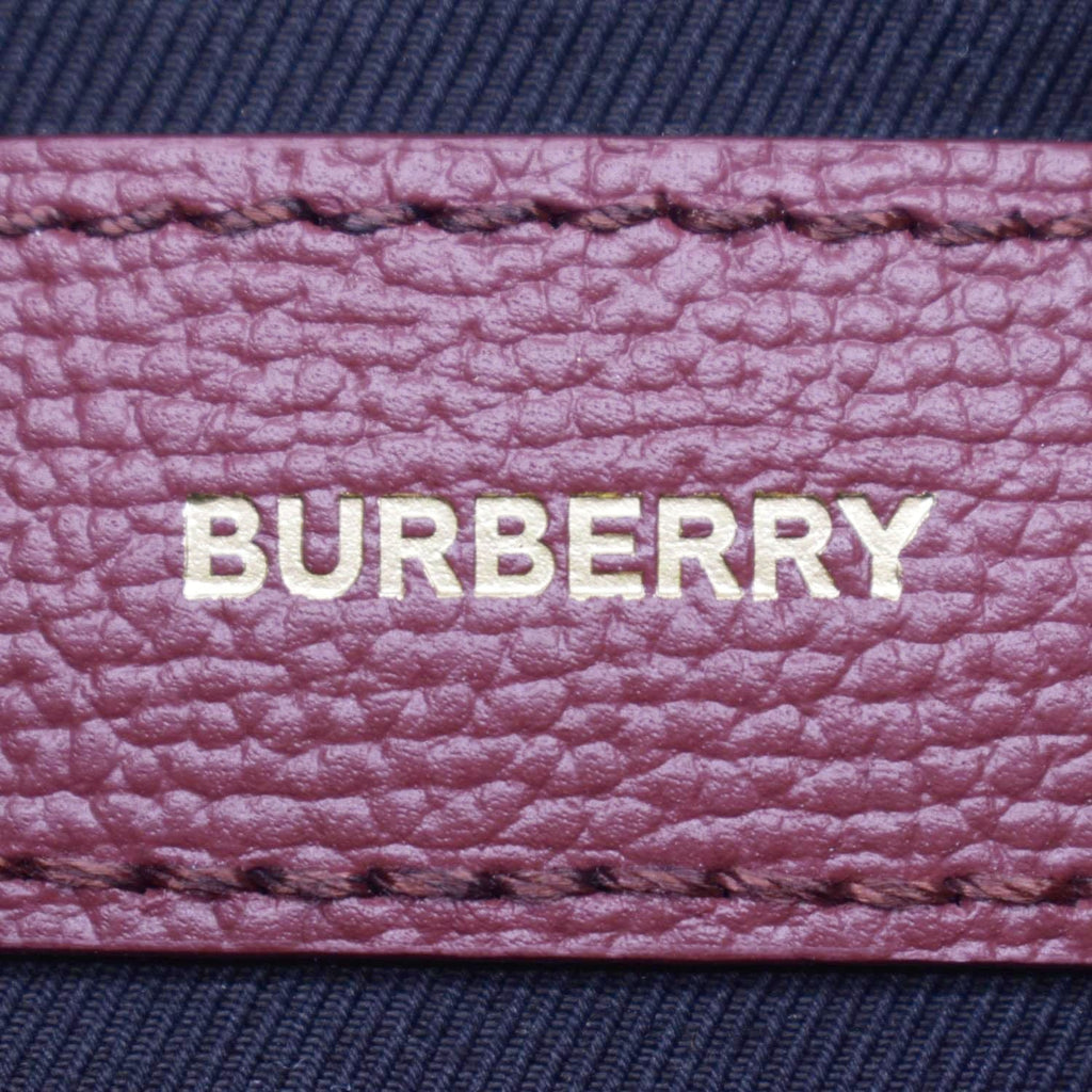 BURBERRY Banner Small House Check Leather Tote Shoulder Bag Maroon