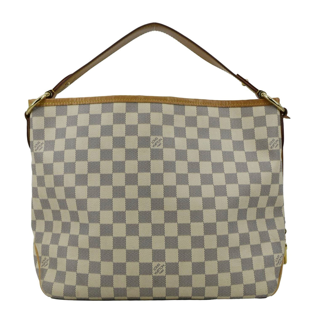 LOUIS VUITTON Delightful MM Damier Azur Hobo Shoulder Bag White