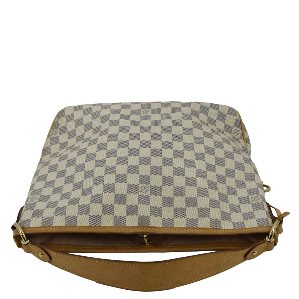 LOUIS VUITTON Delightful MM Damier Azur Hobo Shoulder Bag White