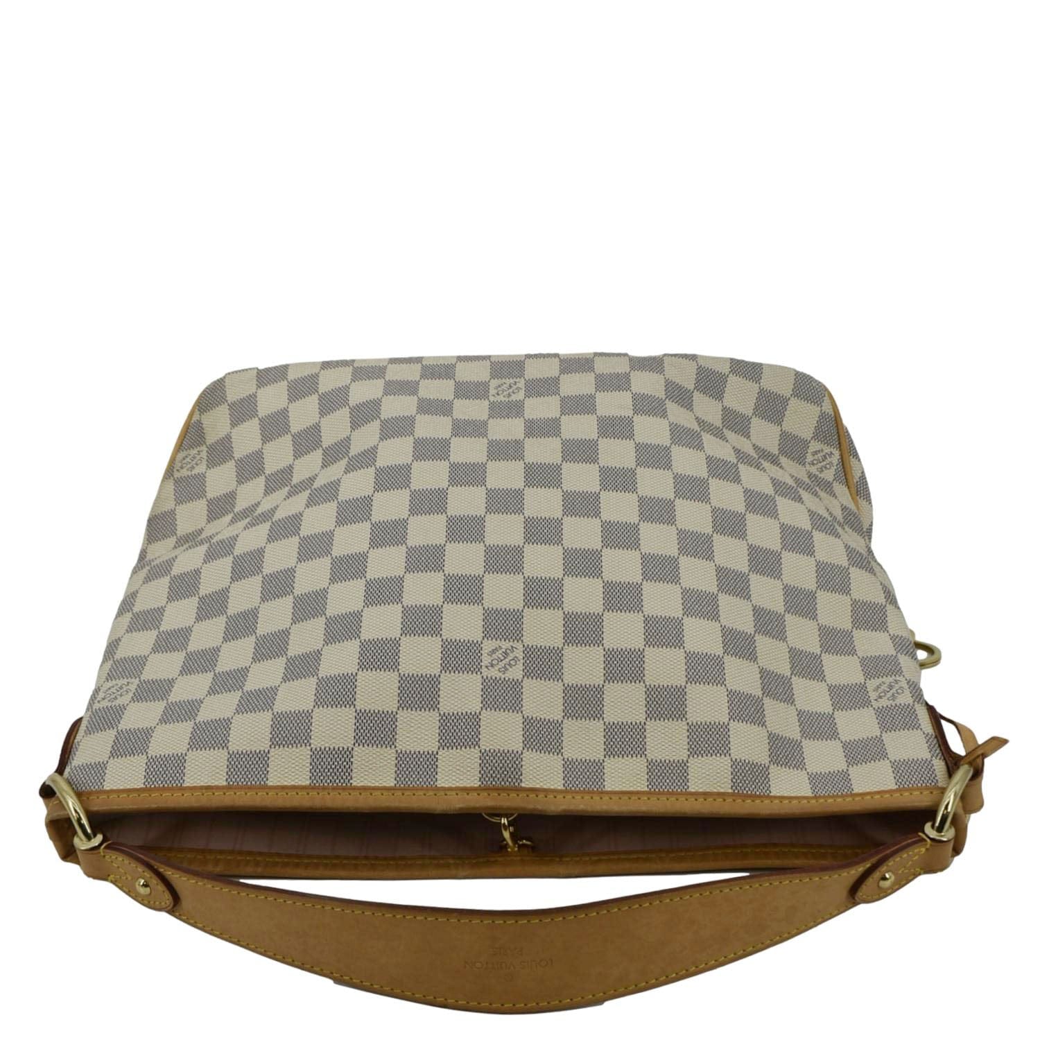 LOUIS VUITTON Delightful MM Damier Azur Hobo Shoulder Bag White