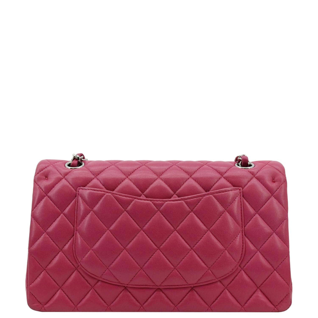 CHANEL Classic Double Flap Quilted Leather Shoulder Bag Rose Pink