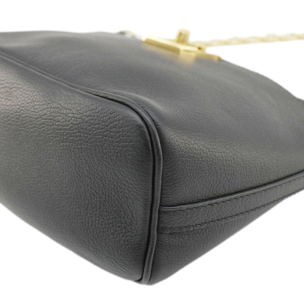 LOUIS VUITTON Lock and Walk Lockme Leather Bucket Shoulder Bag Black