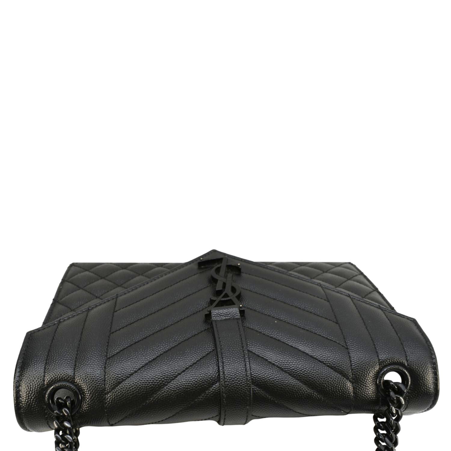 YVES SAINT LAURENT Envelope Medium Mixed Matelasse Leather Shoulder Bag Black
