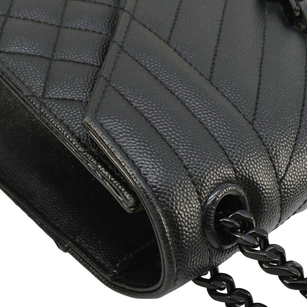YVES SAINT LAURENT Envelope Medium Mixed Matelasse Leather Shoulder Bag Black