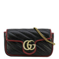 GUCCI GG Marmont Tourchon Mini Matelasse Leather Shoulder Crossbody Bag Black 574969
