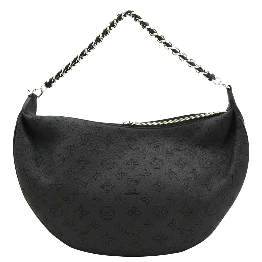 LOUIS VUITTON Baia MM Perforated Mahina Leather Shoulder Bag Black