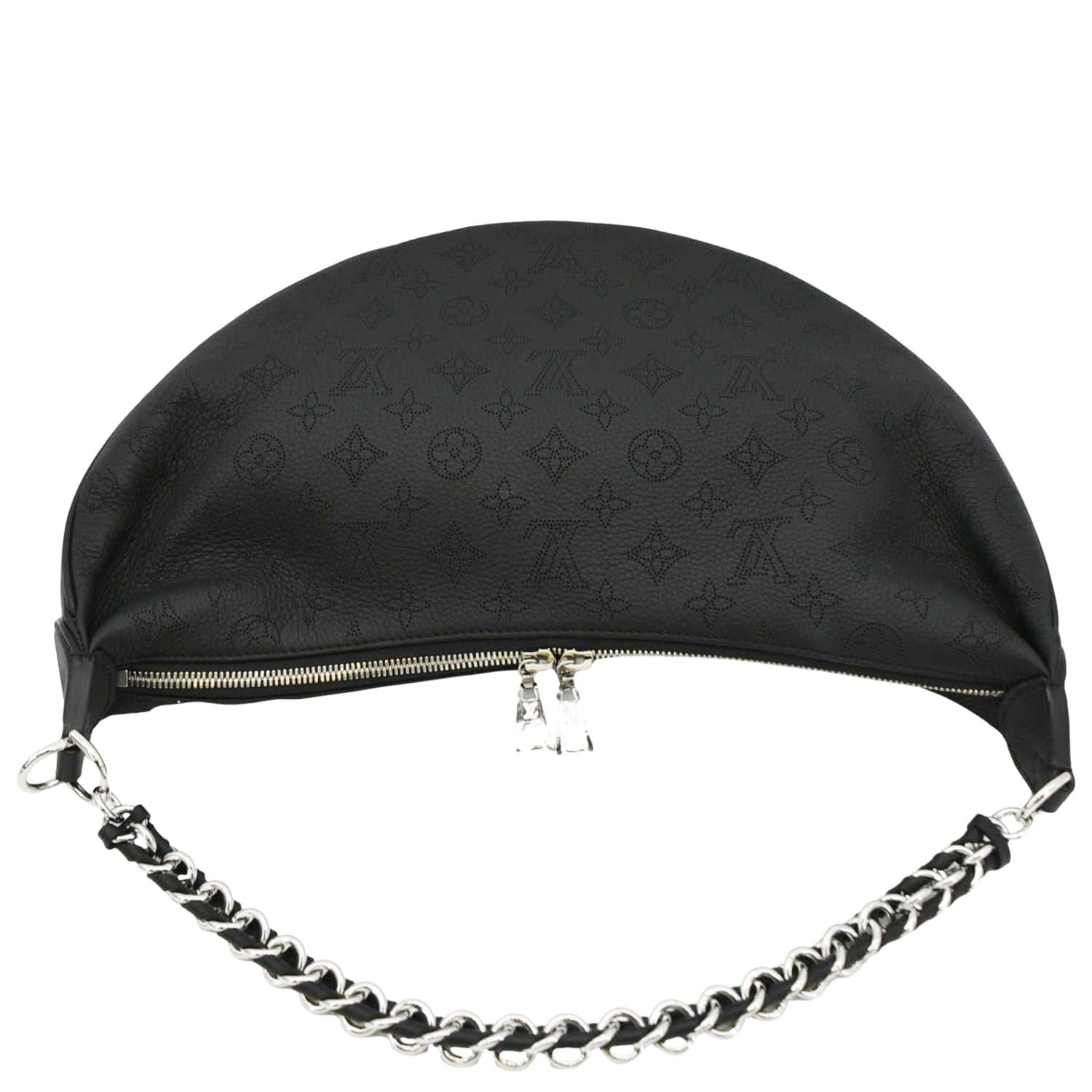 LOUIS VUITTON Baia MM Perforated Mahina Leather Shoulder Bag Black