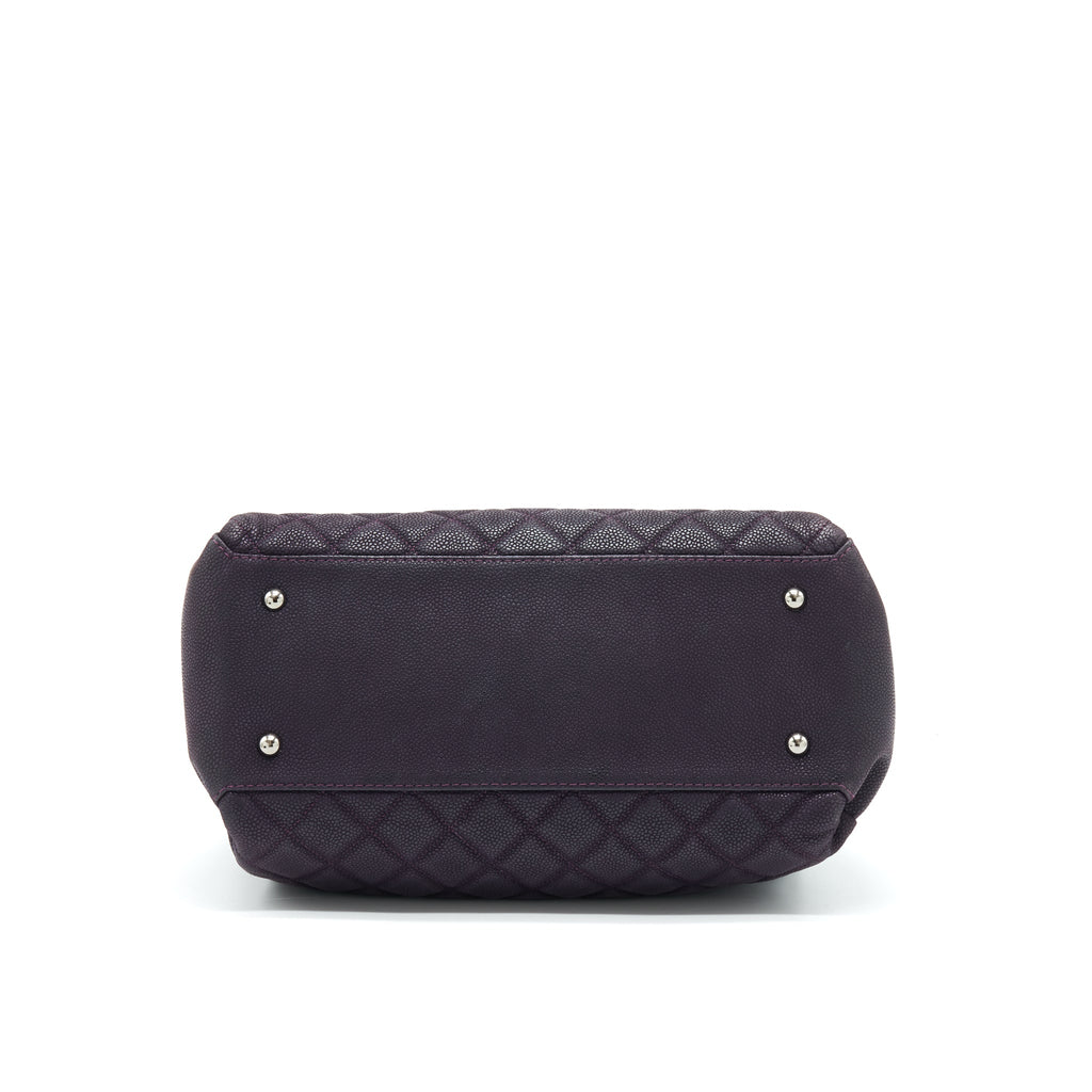 Chanel Flap Tote Bag With Chain Grained Calfskin Dark Purple