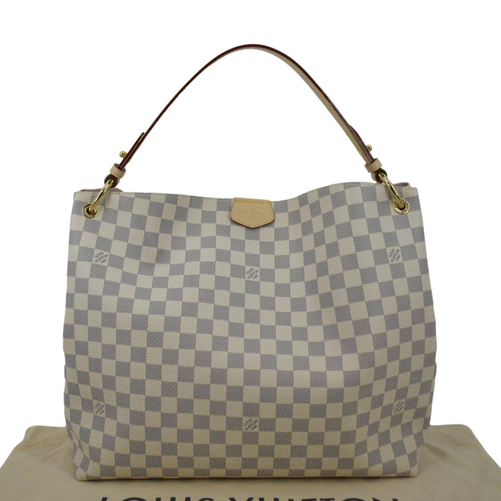 LOUIS VUITTON Graceful MM Damier Azur Hobo Shoulder Bag White