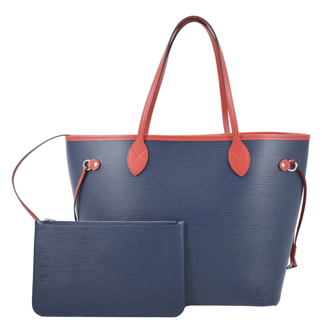 LOUIS VUITTON Neverfull MM Epi Leather Tote Shoulder Bag Blue