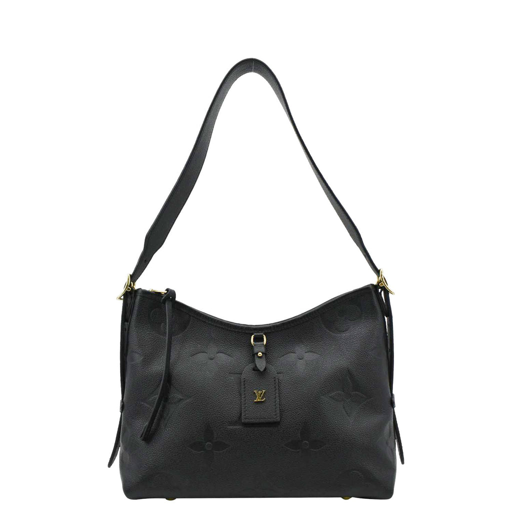 LOUIS VUITTON Carryall PM Monogram Empreinte Leather Shoulder Bag Black