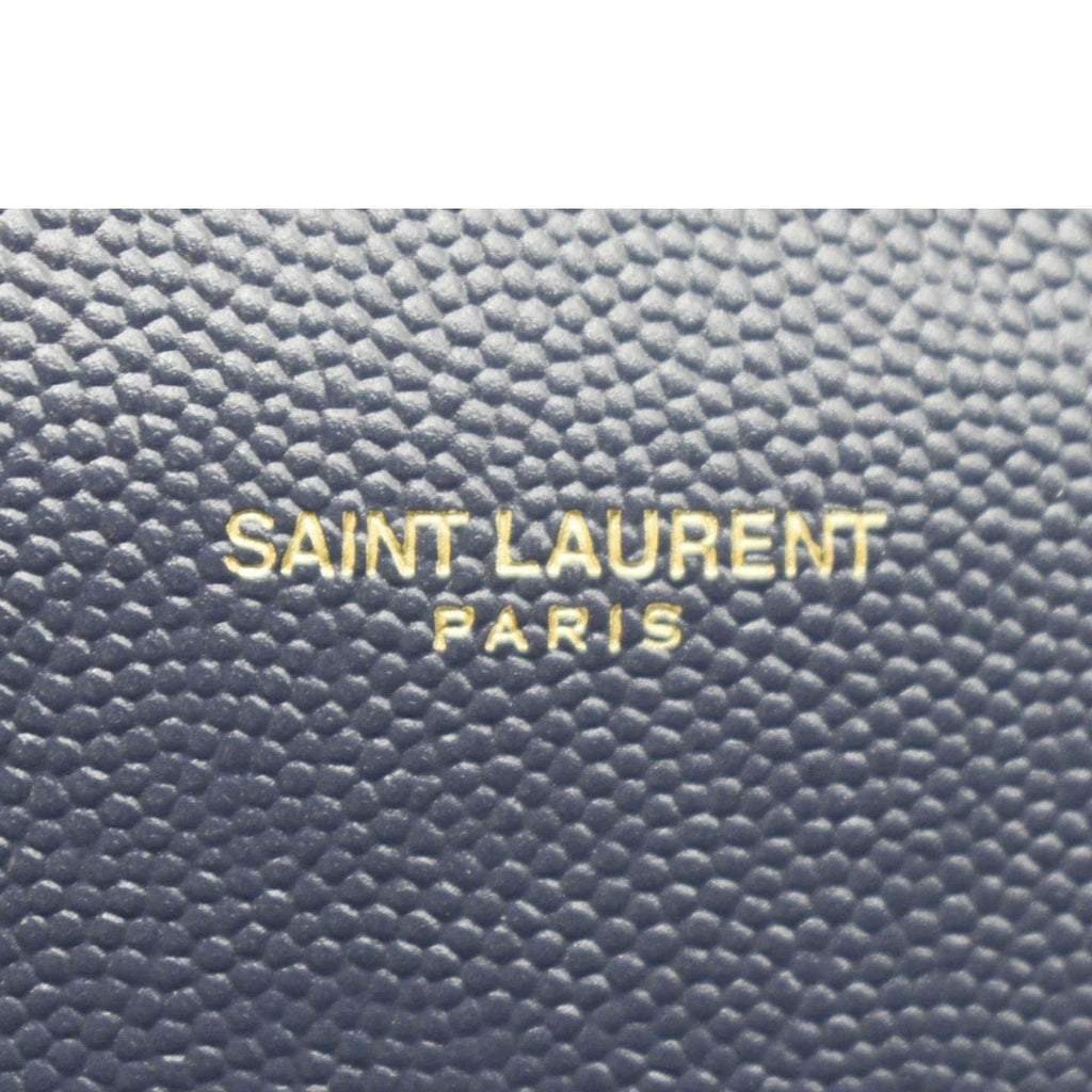 YVES SAINT LAURENT Cassandra Top Handle Leather Shoulder Bag Blue