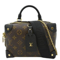 LOUIS VUITTON Petite Malle Souple Monogram Canvas Shoulder Bag Black