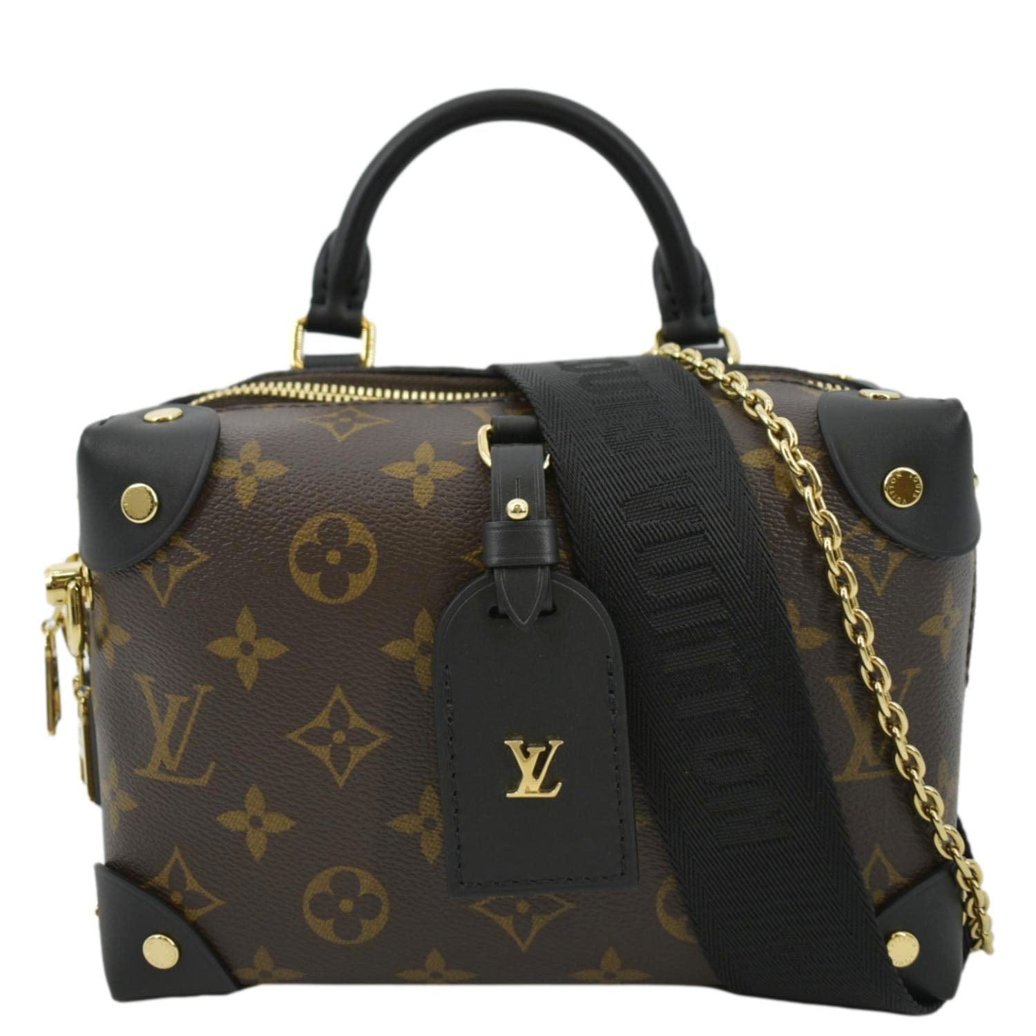 LOUIS VUITTON Petite Malle Souple Monogram Canvas Shoulder Bag Black