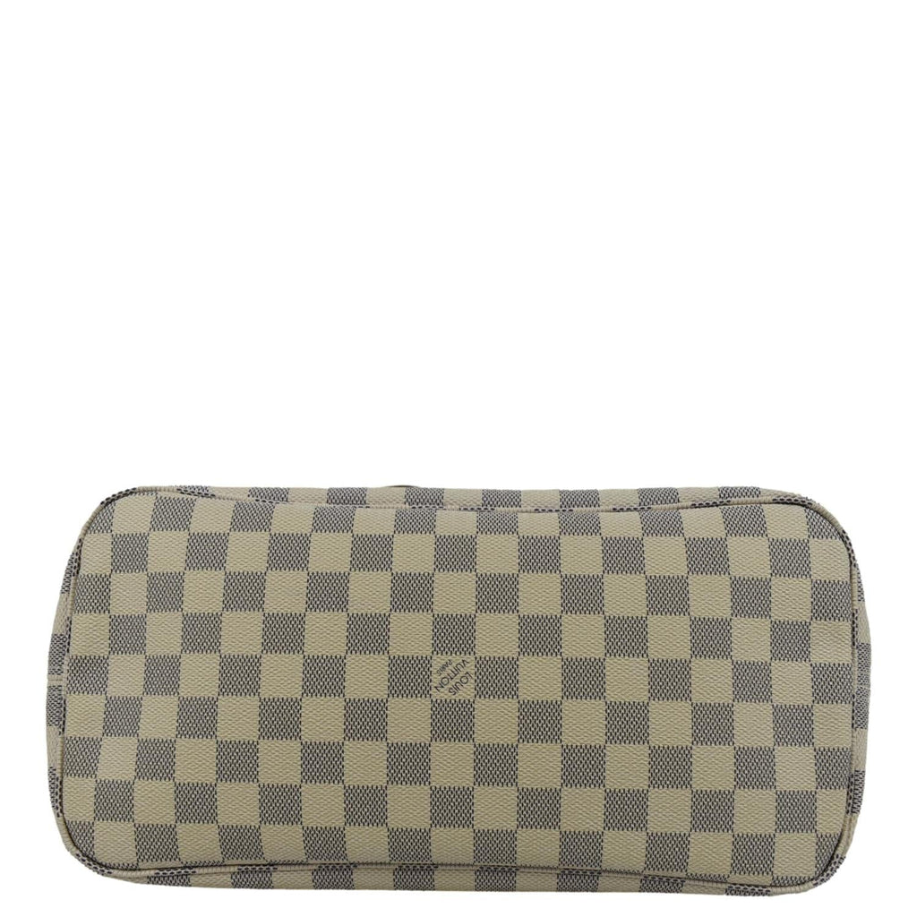 LOUIS VUITTON Neverfull MM Damier Azur Shoulder Bag White