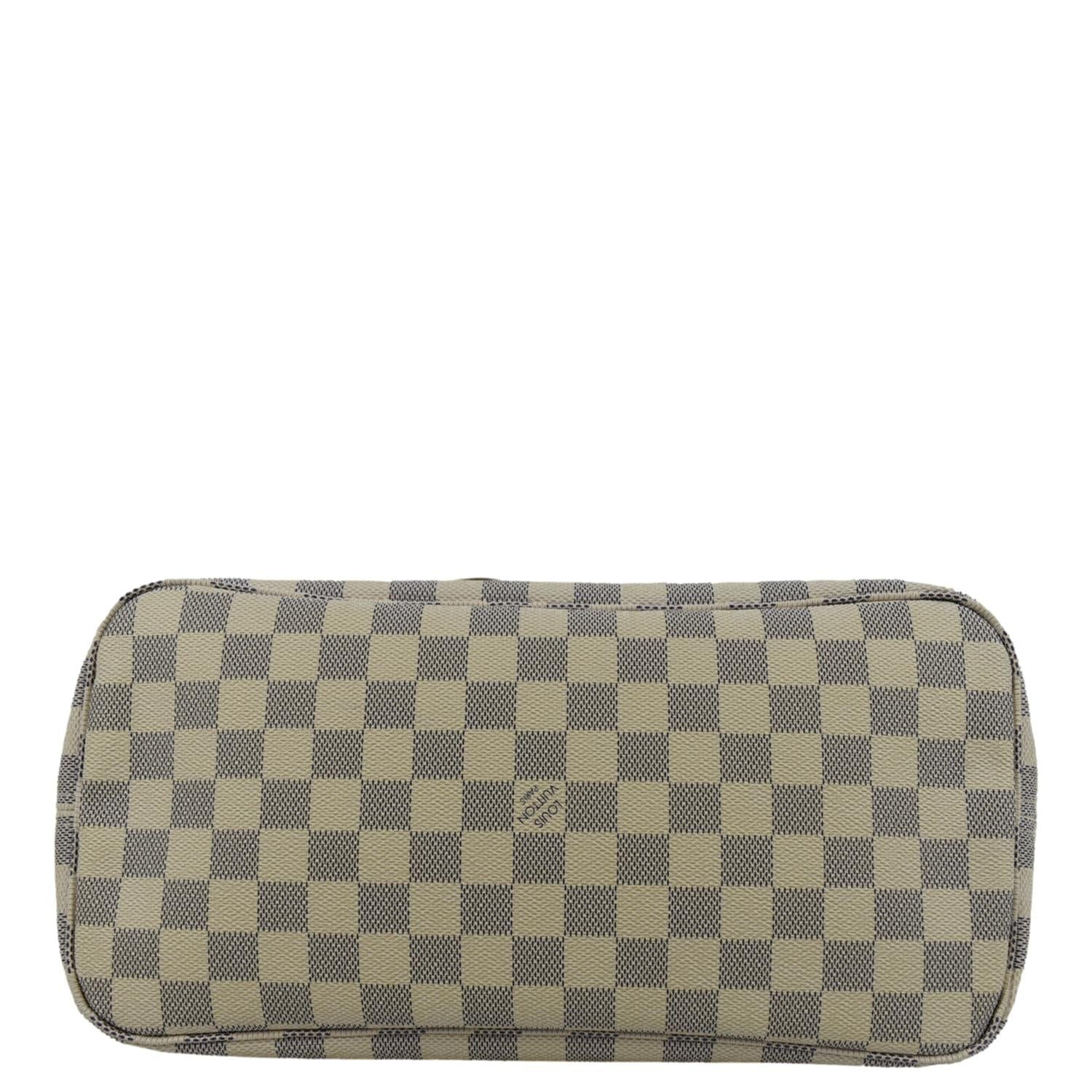 LOUIS VUITTON Neverfull MM Damier Azur Shoulder Bag White
