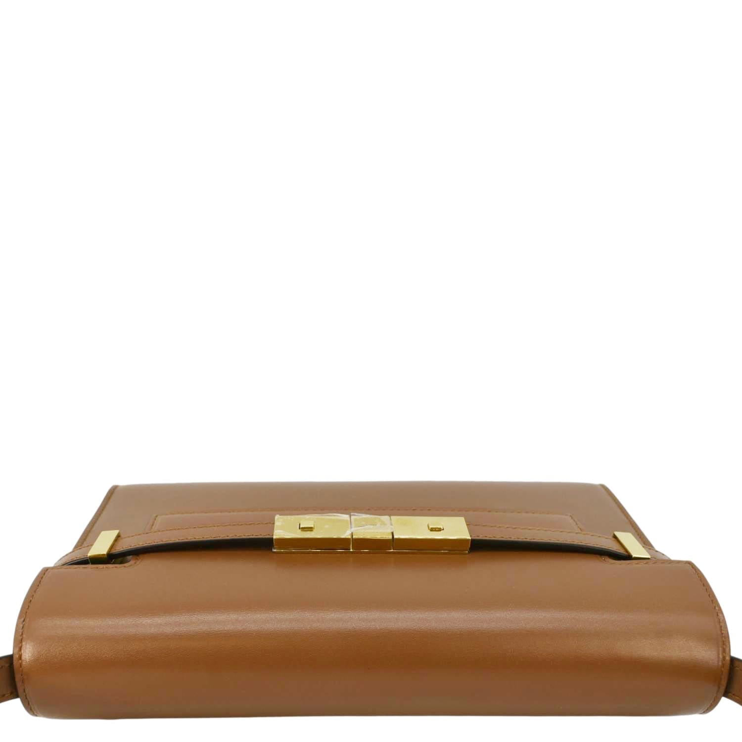 YVES SAINT LAURENT Manhattan Leather Shoulder Bag Brown