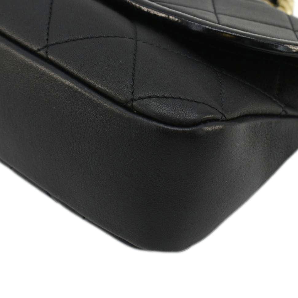 CHANEL La Parisienne Small Quilted Lambskin Leather Shoulder Bag Black