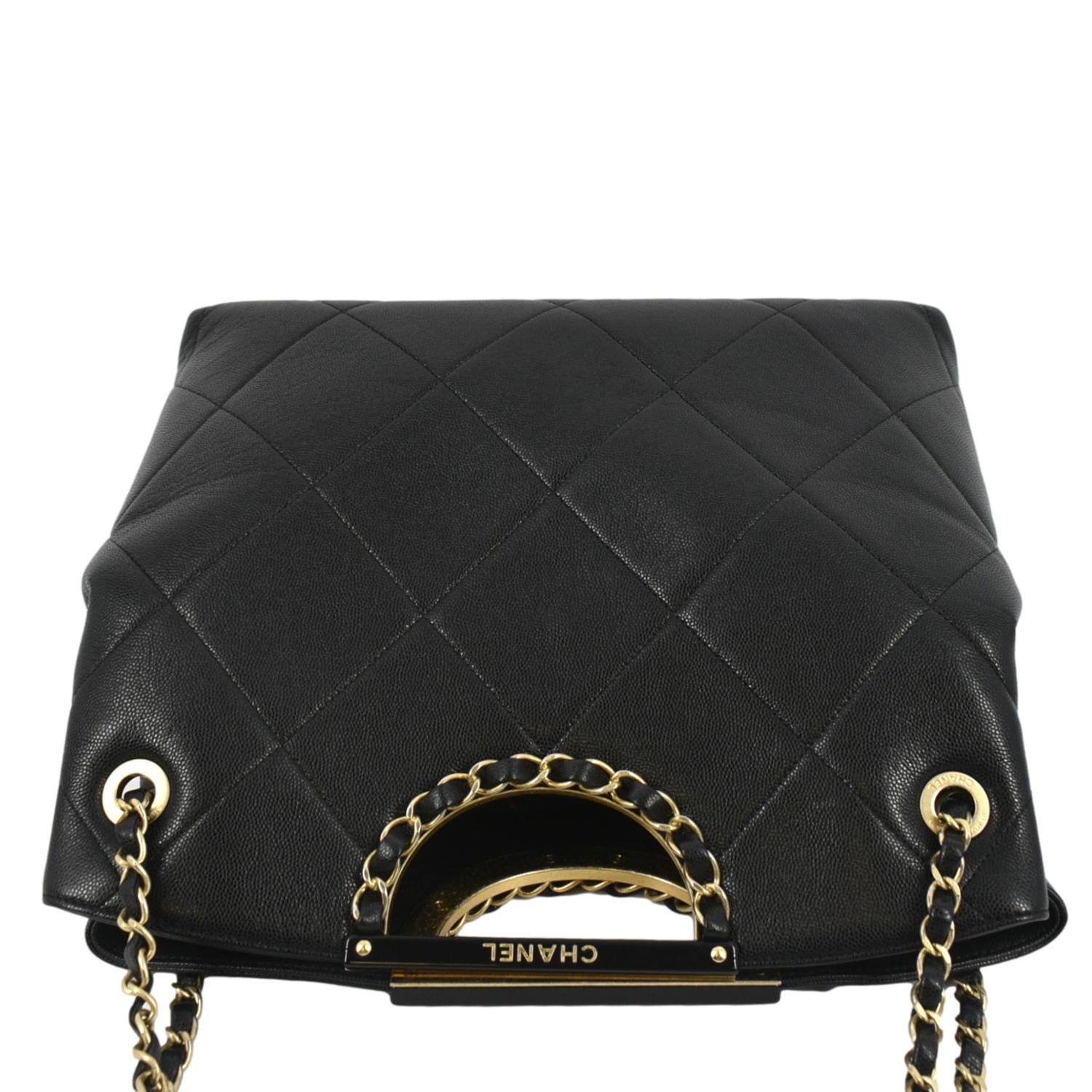 CHANEL Large A Real Catch Quilted Leather Shopping Tote Bag Black