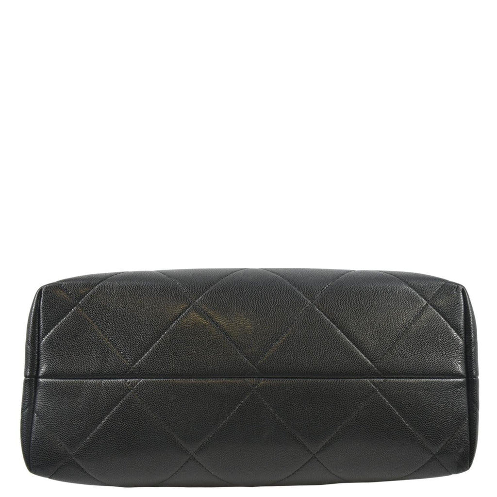 CHANEL Large A Real Catch Quilted Leather Shopping Tote Bag Black