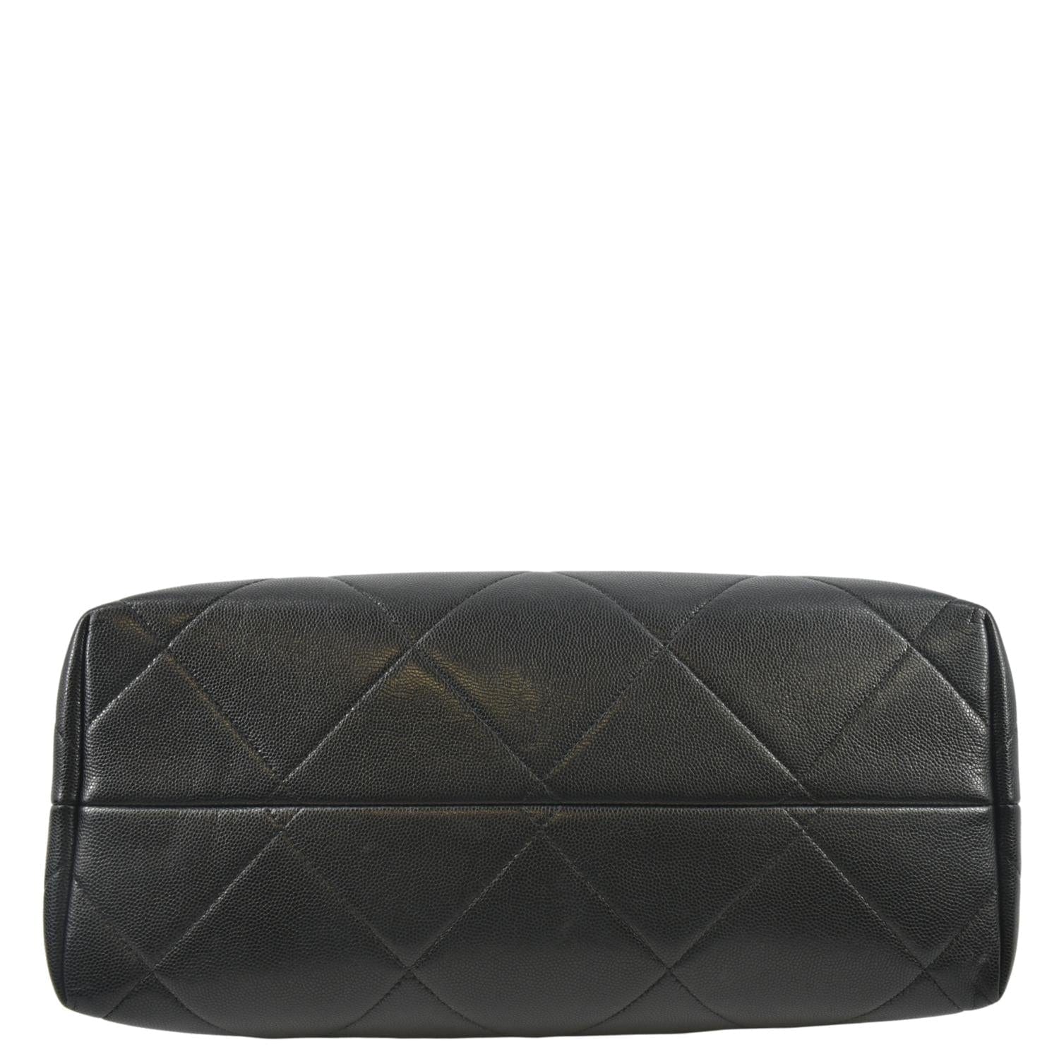 CHANEL Large A Real Catch Quilted Leather Shopping Tote Bag Black