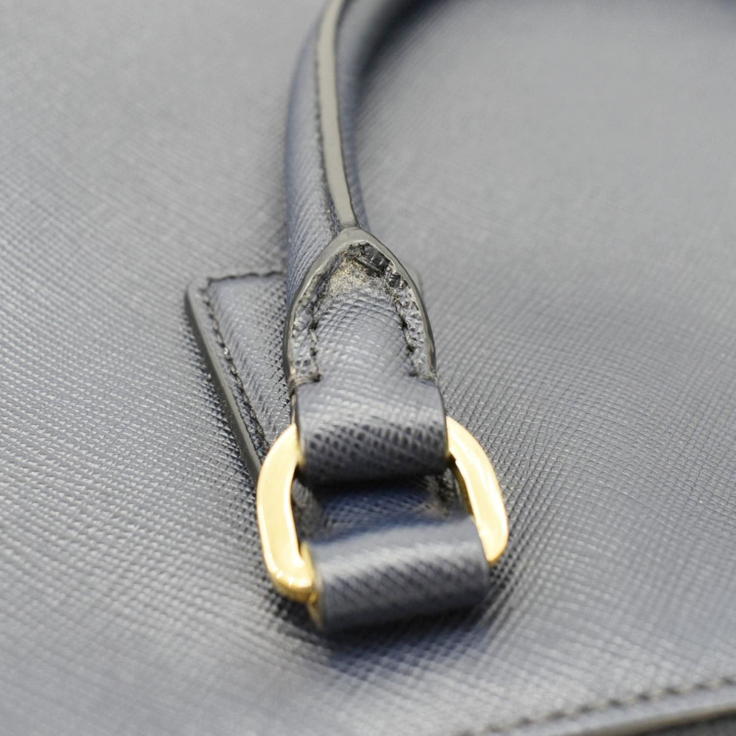 PRADA Galleria Double Zip Saffiano Leather Top Handle Tote Bag Blue