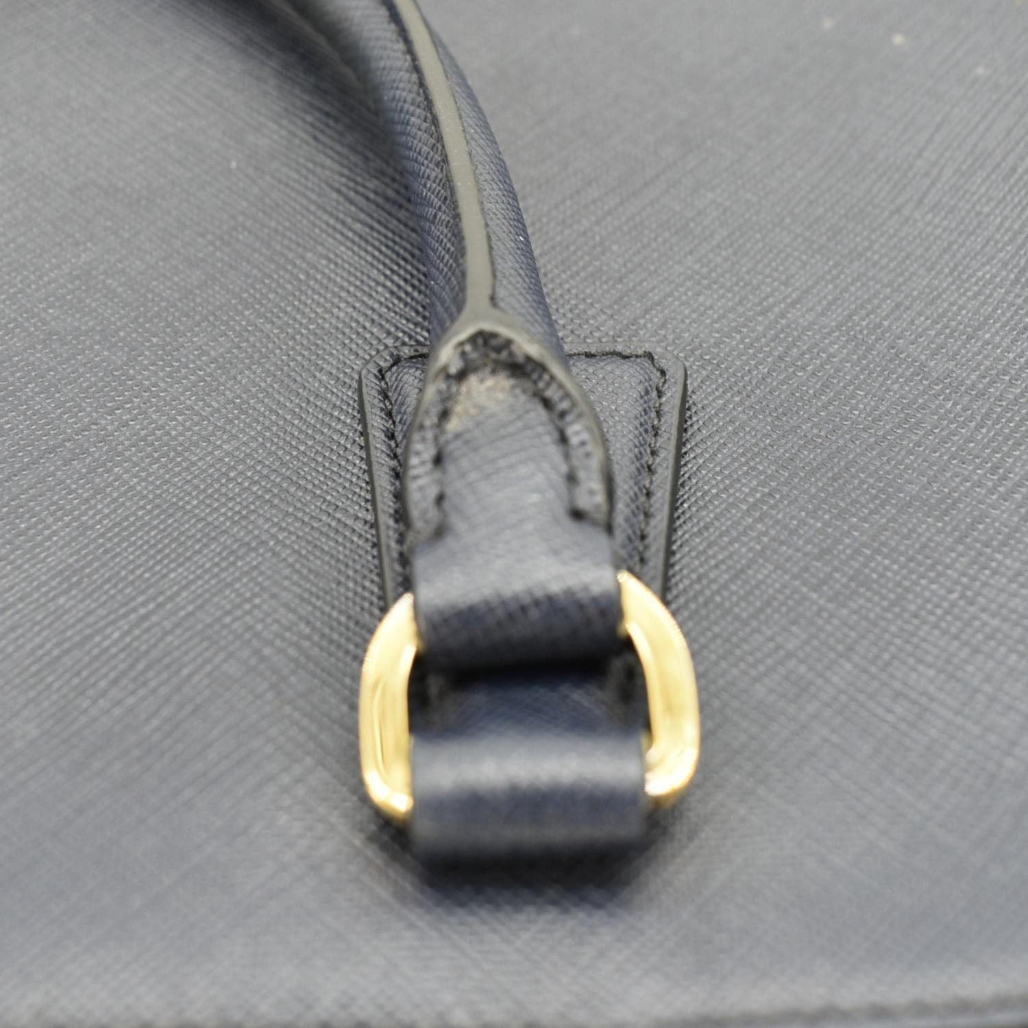PRADA Galleria Double Zip Saffiano Leather Top Handle Tote Bag Blue