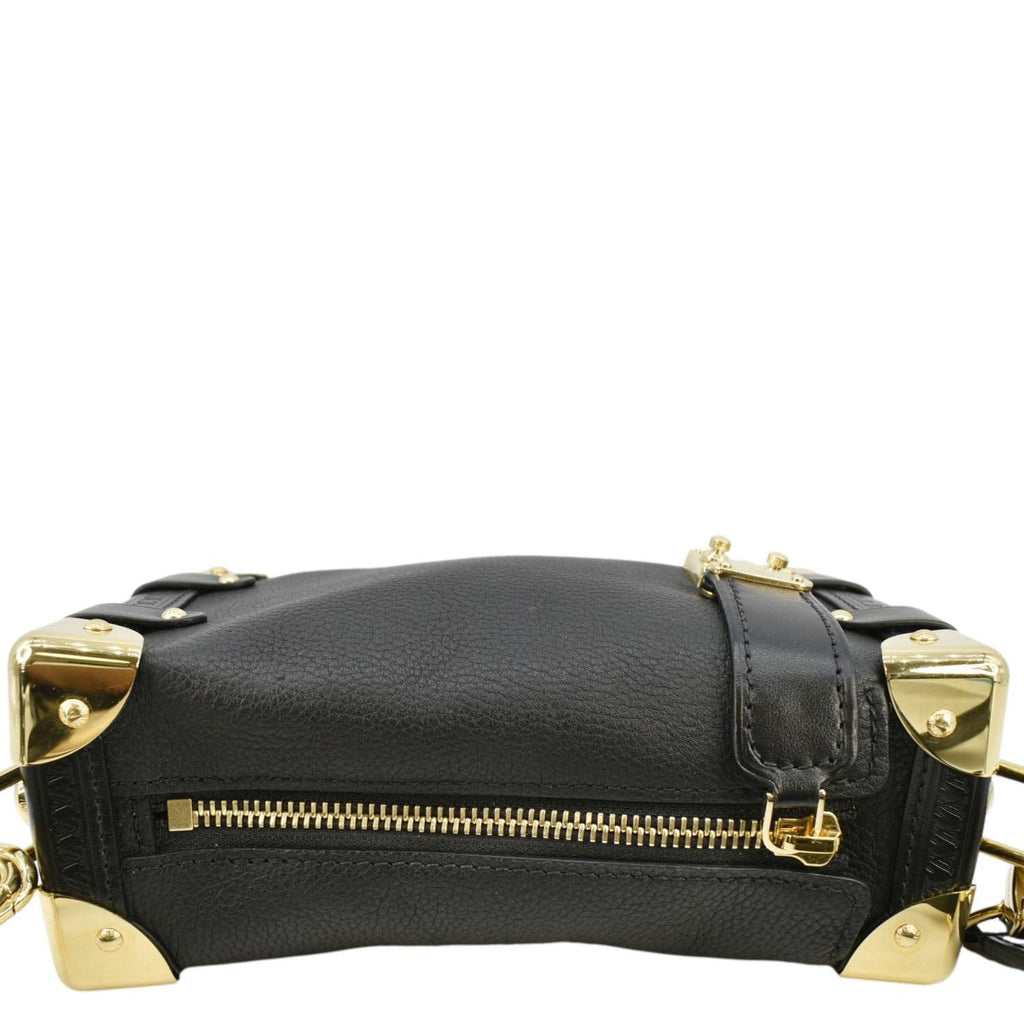 LOUIS VUITTON Side Trunk PM Grained Calf Leather Tote Bag Black