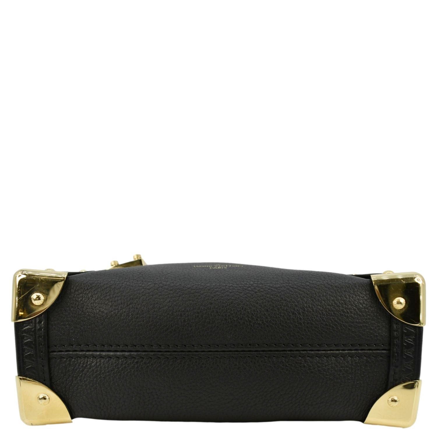 LOUIS VUITTON Side Trunk PM Grained Calf Leather Tote Bag Black