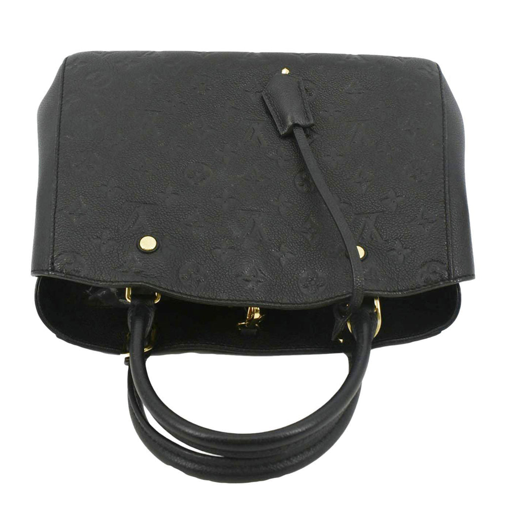 LOUIS VUITTON Montaigne MM Monogram Empreinte Satchel Shoulder Bag Black