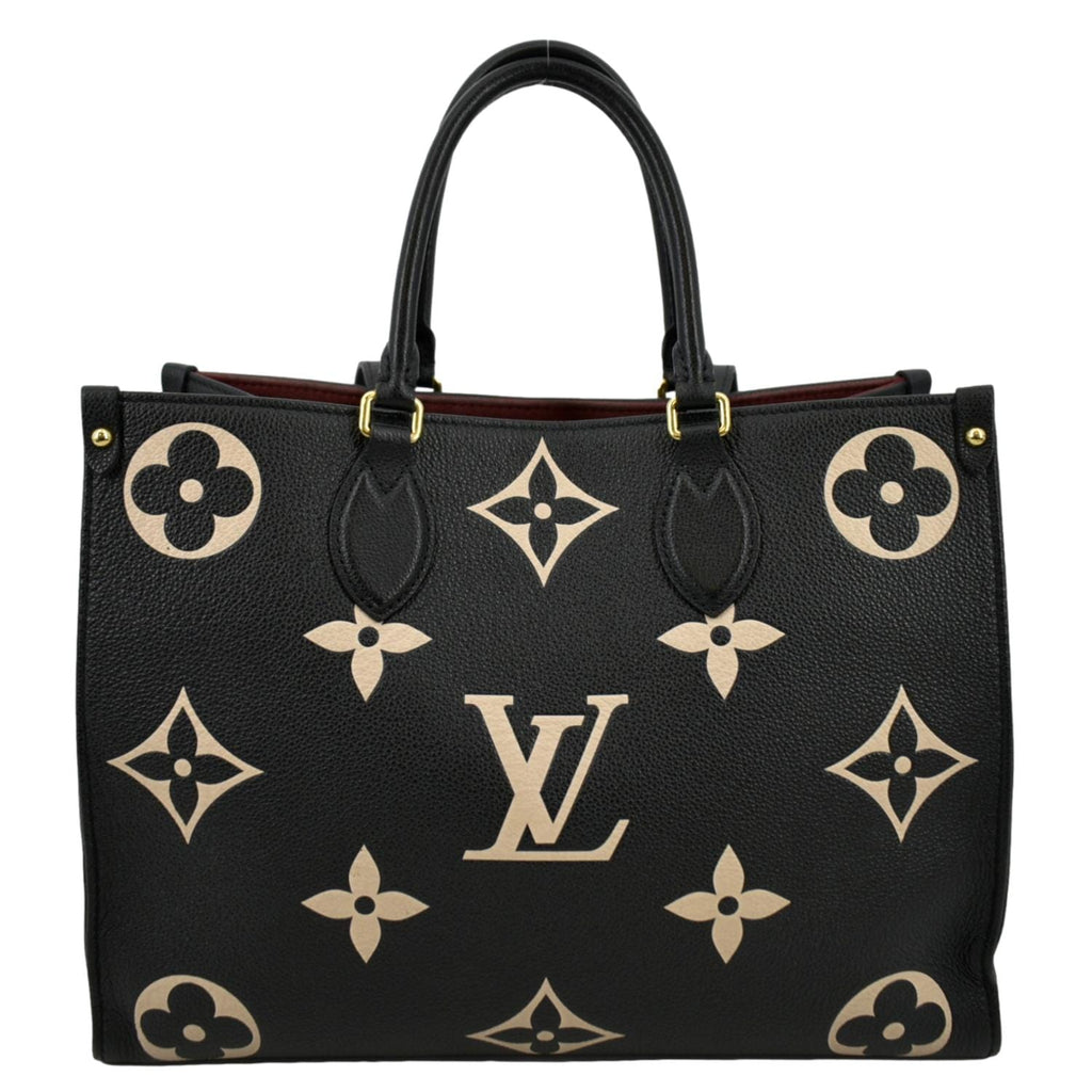 LOUIS VUITTON Onthego MM Giant Monogram Leather Tote Shoulder Bag Bicolor