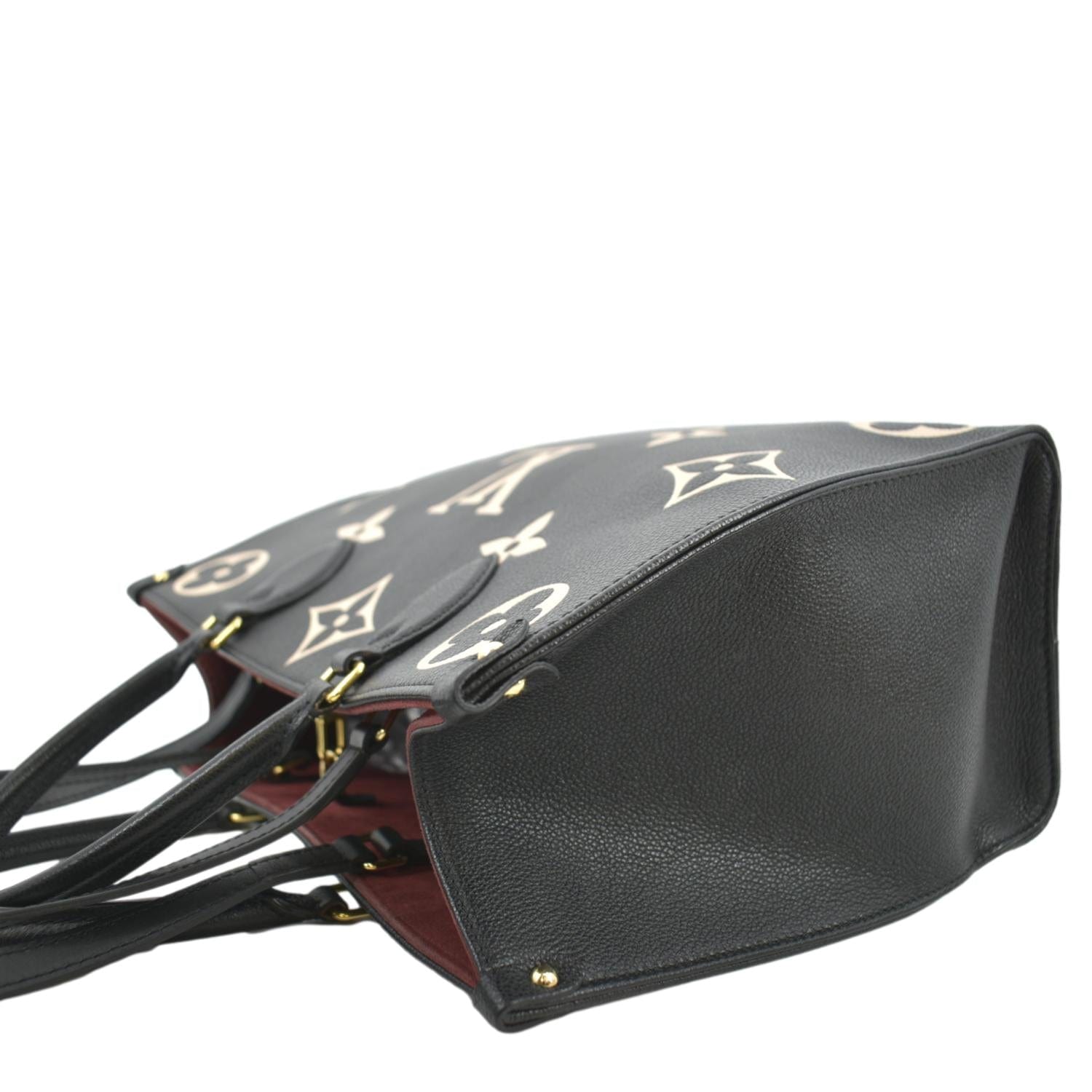 LOUIS VUITTON Onthego MM Giant Monogram Leather Tote Shoulder Bag Bicolor