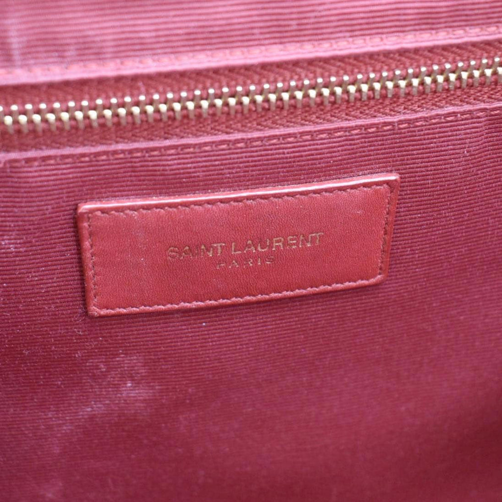 YVES SAINT LAURENT Envelope Large Mixed Matelasse Leather Shoulder Bag Red